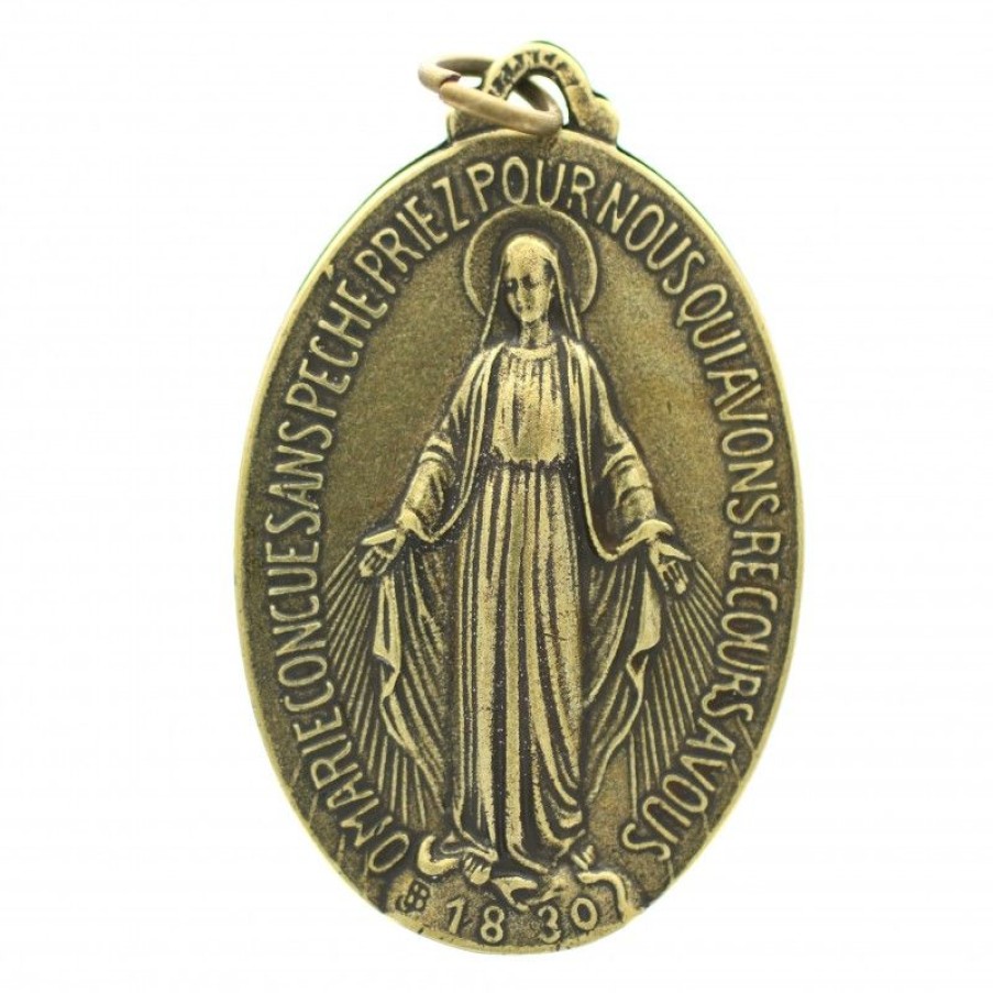 Palais du Rosaire Medaille Et Croix Metal | Medaille Miraculeuse En Metal Couleur Bronze 40Mm