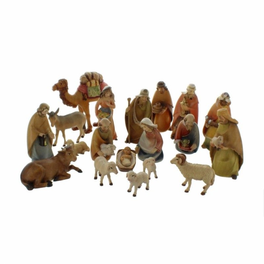 Palais du Rosaire Creche | Creche 20 Personnages En Bois Peint Main 10 Cm