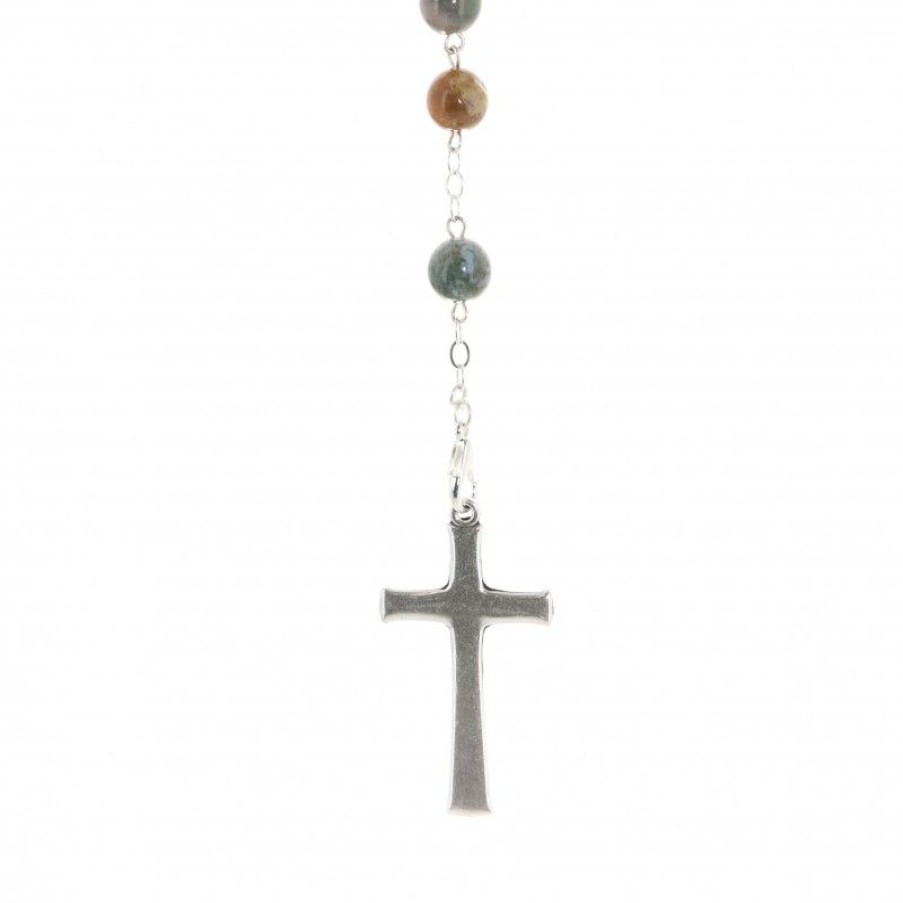 Palais du Rosaire Chapelet Pierre | Chapelet En Pierre D'Agate Indienne De 8Mm Avec Coeur D'Eau