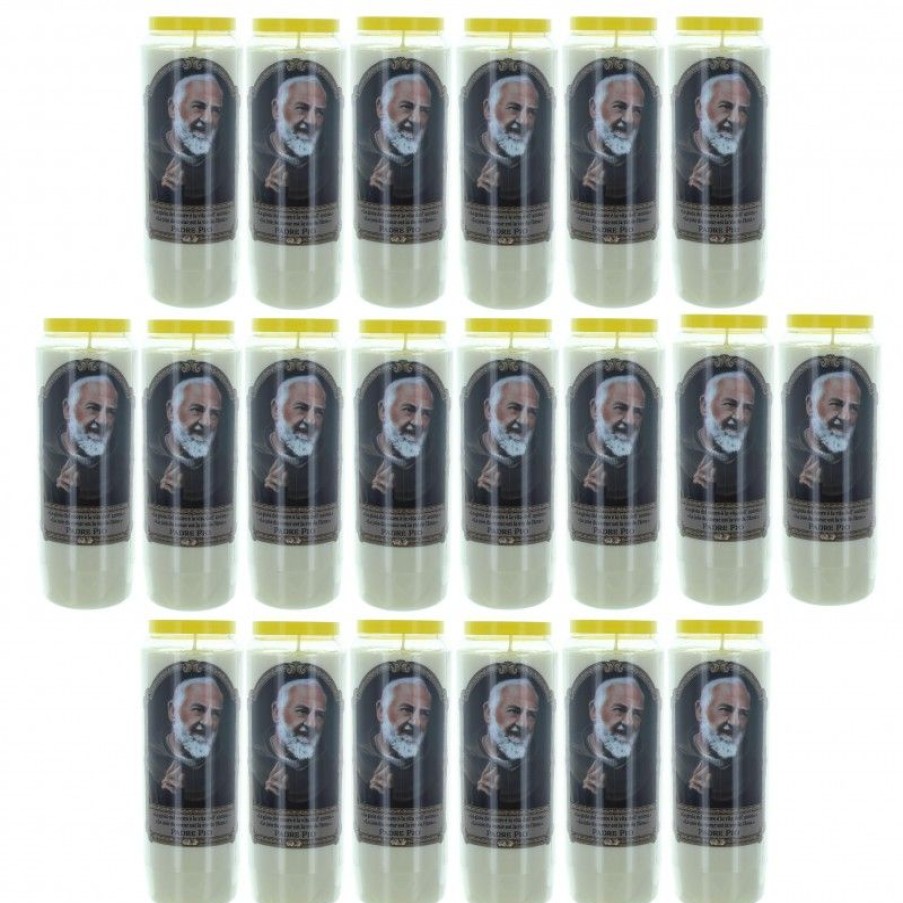 Palais du Rosaire Bougie Neuvaine | Lot De 20 Bougies Neuvaine De Padre Pio 17,5Cm