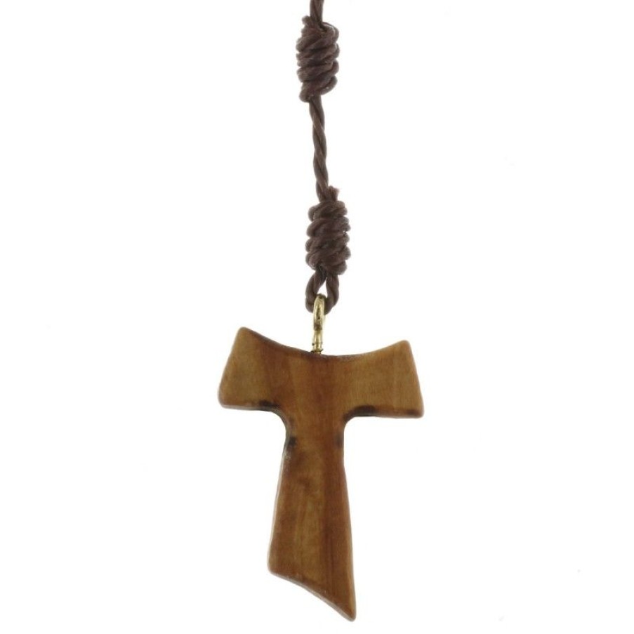 Palais du Rosaire Chapelet Bois | Chapelet En Corde Avec Une Croix De Tau En Bois