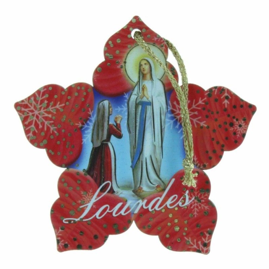 Palais du Rosaire Decoration De Noel | Etoile De Noel En Bois Avec L'Apparition De Lourdes