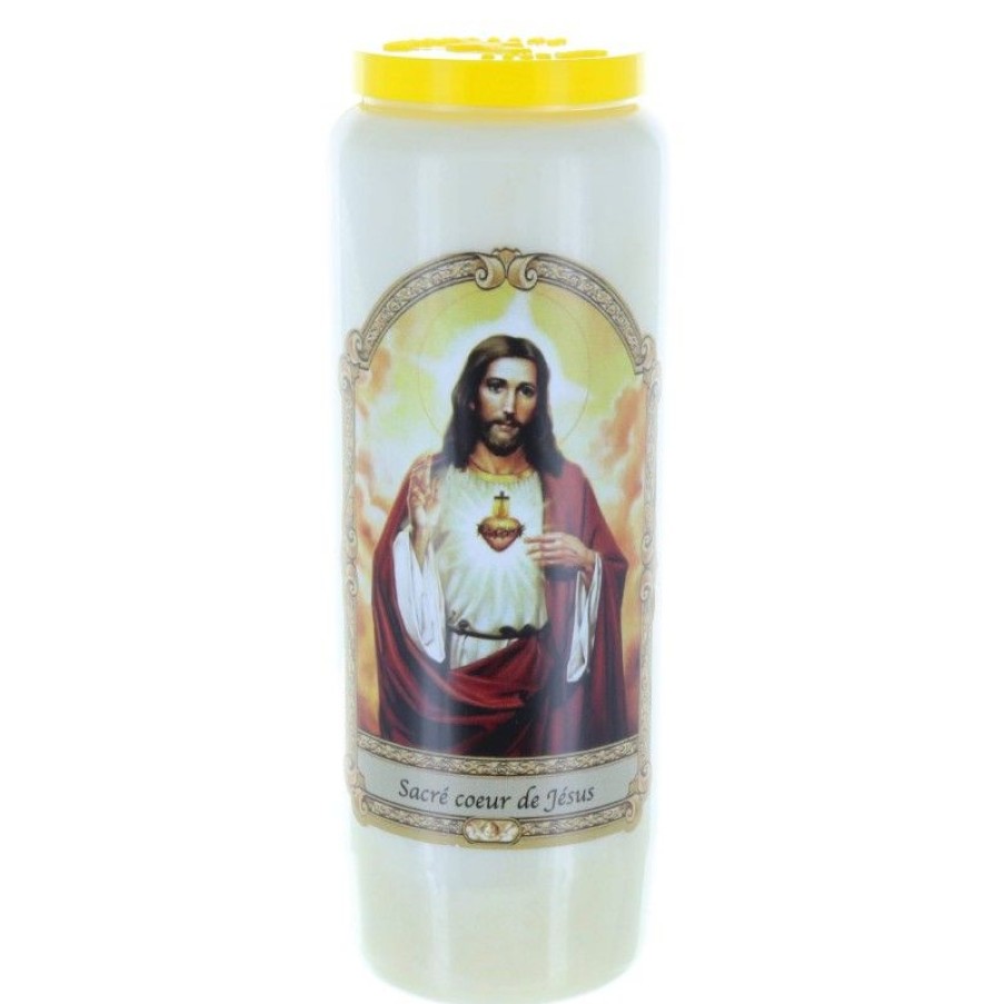 Palais du Rosaire Bougie Neuvaine | Bougie Neuvaine Sacre Coeur De Jesus 17,5 Cm