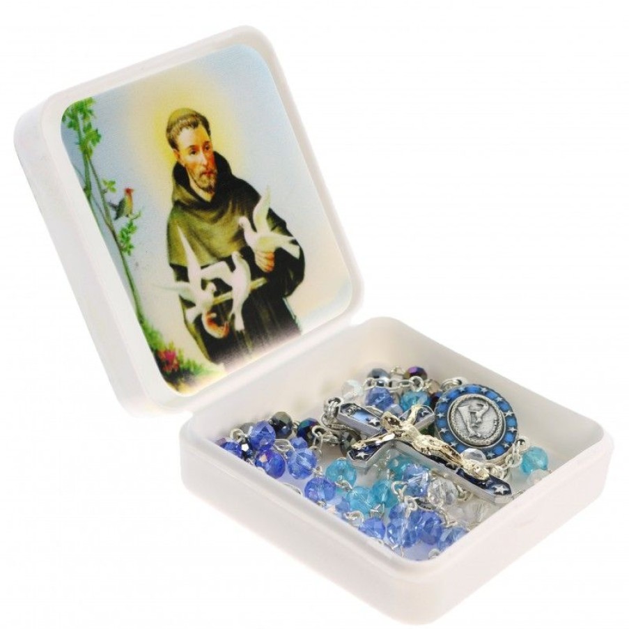 Palais du Rosaire Chapelet Verre | Chapelet En Verre Et Boite Saint-Francois 6X6 Cm