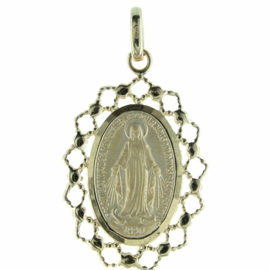Palais du Rosaire Medaille Et Croix Plaque Or | Medaille Plaque Or Vierge Miraculeuse