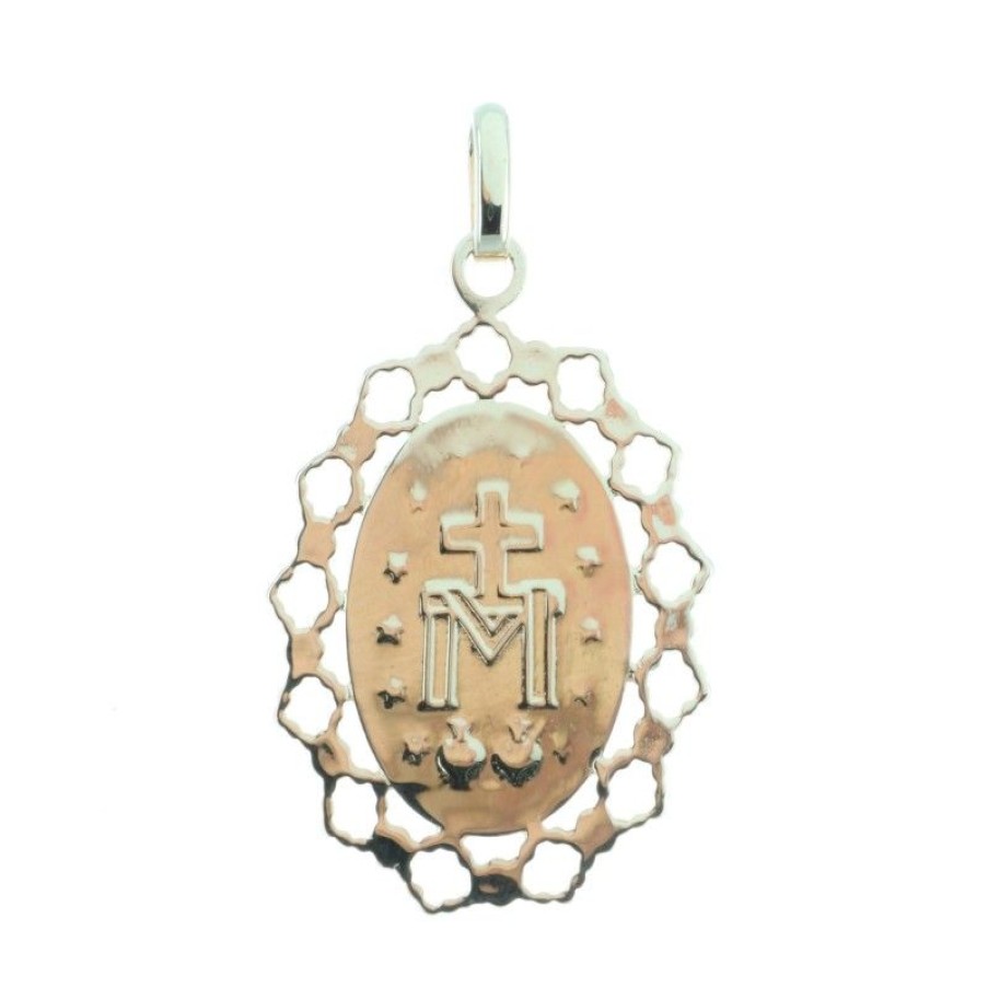 Palais du Rosaire Medaille Et Croix Plaque Or | Medaille Plaque Or Vierge Miraculeuse