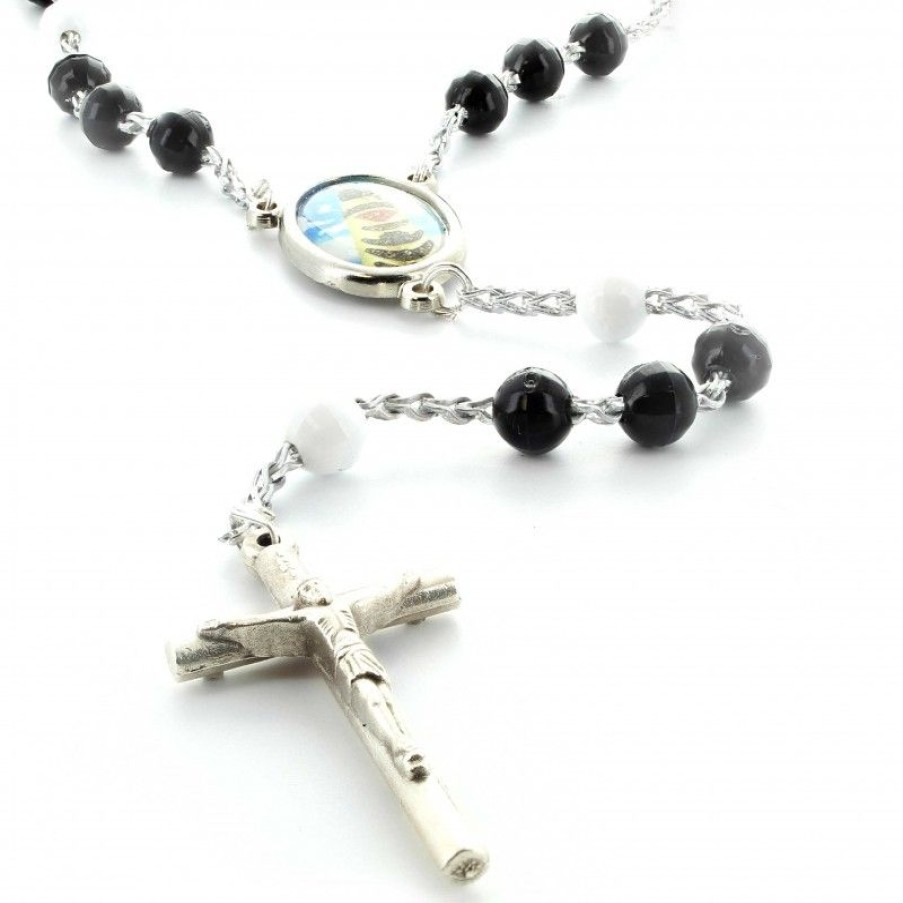 Palais du Rosaire Chapelet Resine | Chapelet Notre Dame De Loreto En Resine Noir Et Blanc