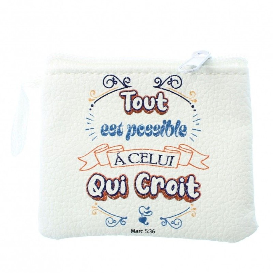 Palais du Rosaire Porte&Monnaie | Porte Monnaie \\"Tout Est Possbile A Celui Qui Croit\\" 9X11Cm