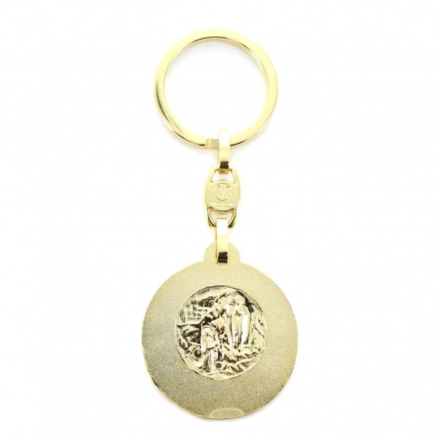 Palais du Rosaire Porte&Cles | Porte-Cle Metal Dore Colombe De La Paix Fond Blanc