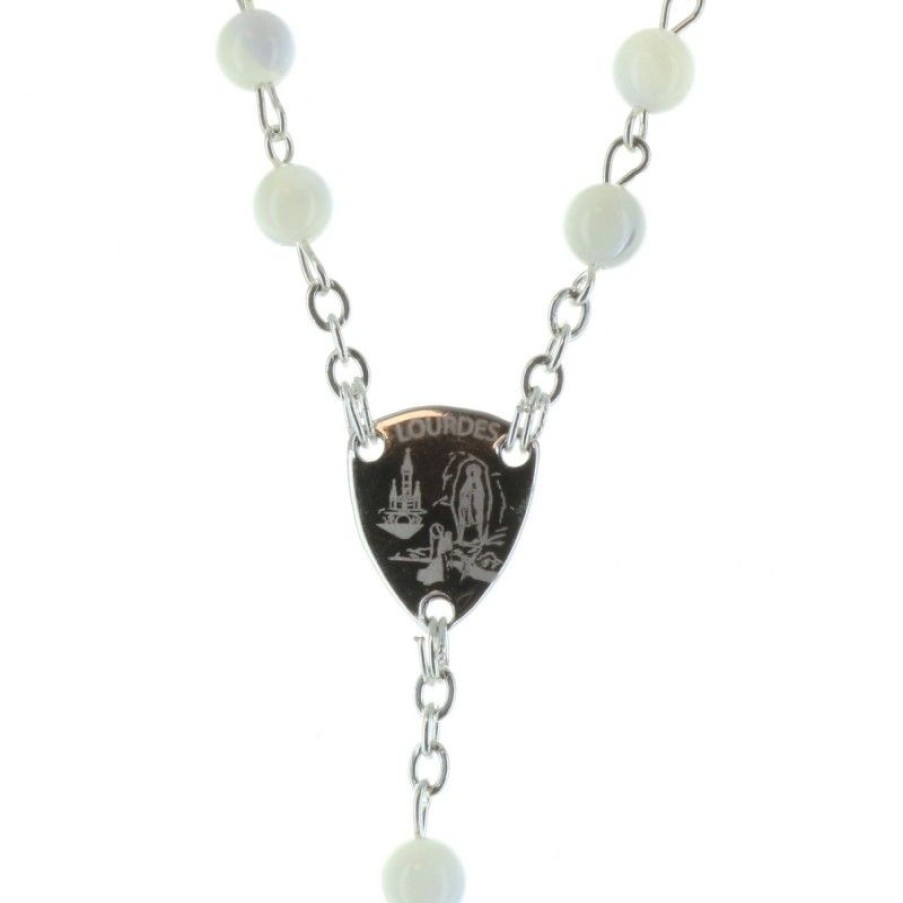 Palais du Rosaire Chapelet Argent | Chapelet De Lourdes En Argent Avec Des Grains En Nacre