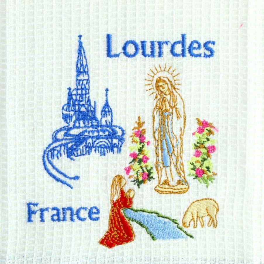 Palais du Rosaire Linge De Maison | Torchon De Lourdes En Tissu Nid D'Abeille