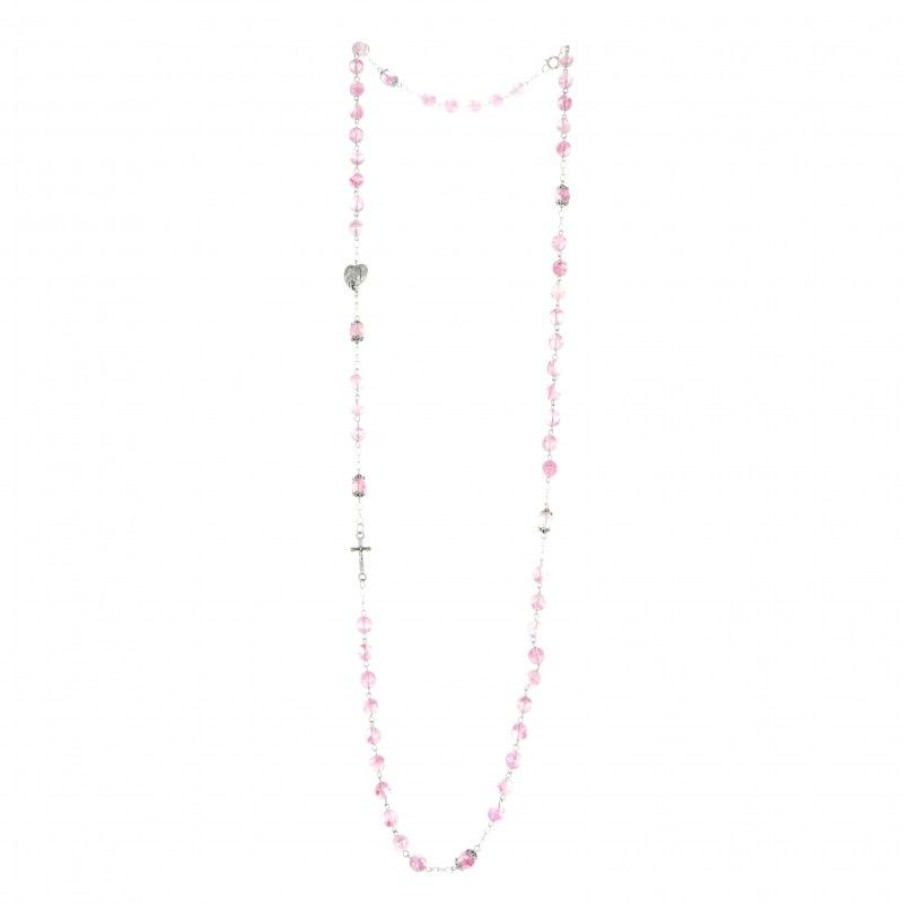Palais du Rosaire Collier Fantaisie | Collier Chapelet En Verre Bariole Avec Medaille De L'Apparition