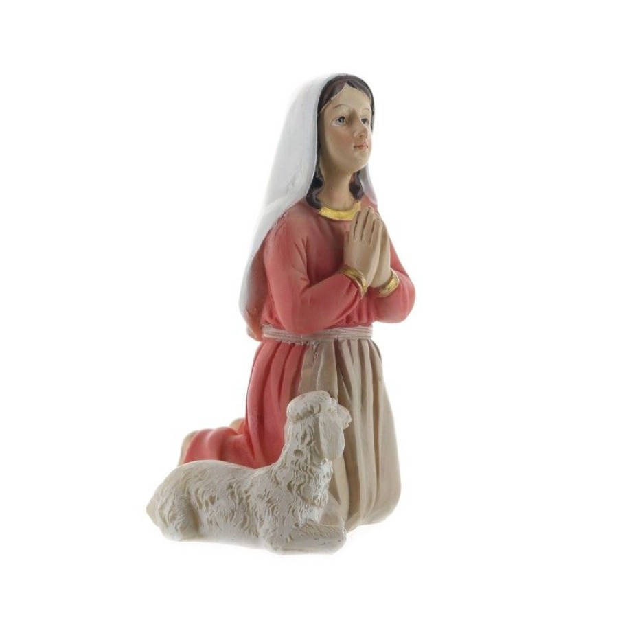 Palais du Rosaire Statue De Sainte Bernadette | Statue De Bernadette Et Un Mouton En Resine Coloree 18Cm