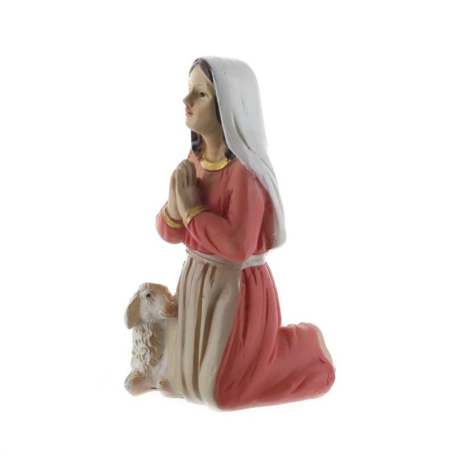 Palais du Rosaire Statue De Sainte Bernadette | Statue De Bernadette Et Un Mouton En Resine Coloree 18Cm