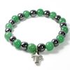 Palais du Rosaire Bracelet Fantaisie | Bracelet En Pierres Naturelles D'Hematite Et Aventurine Avec Croix