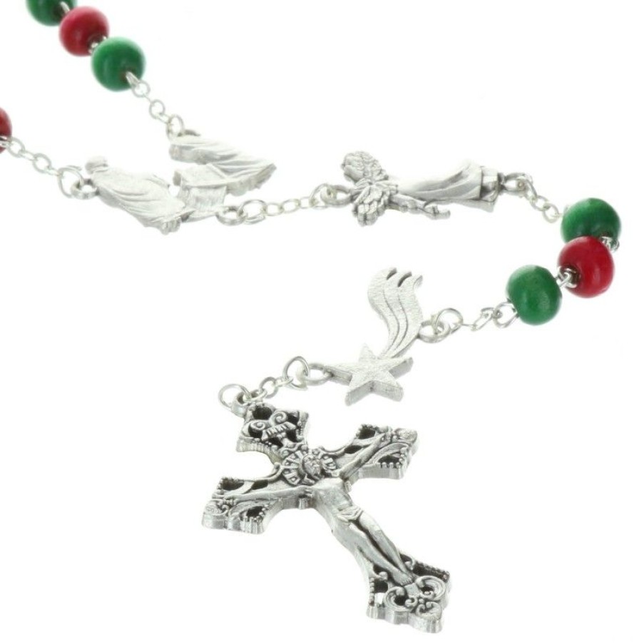Palais du Rosaire Chapelet Bois | Chapelet De Noel En Bois Colore Avec Boite
