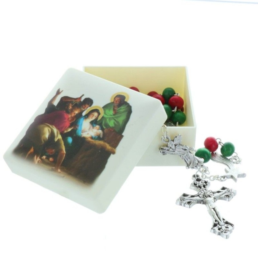 Palais du Rosaire Chapelet Bois | Chapelet De Noel En Bois Colore Avec Boite