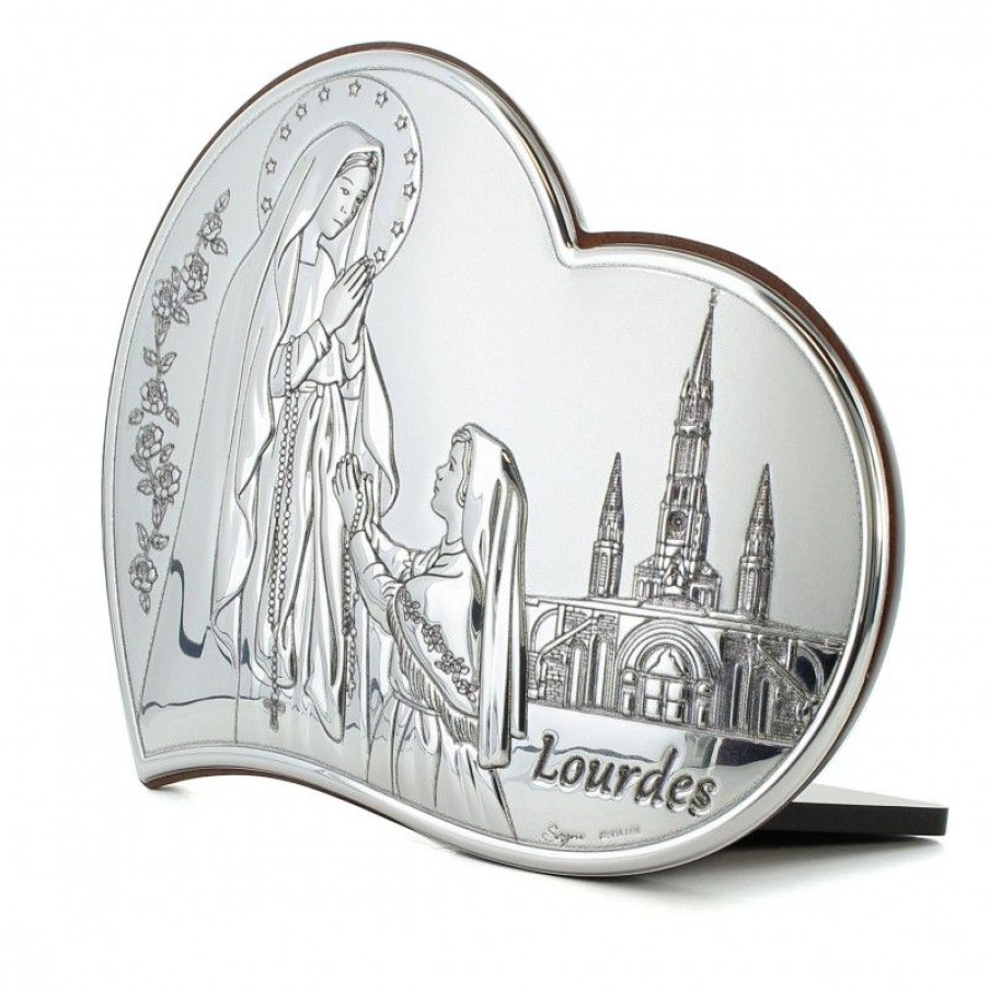 Palais du Rosaire Cadre Religieux | Cadre De L'Apparition Argentee Sur Bois De 15X13Cm