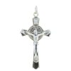 Palais du Rosaire Crucifix Metal | Crucifix Metal Saint Benoit Argente 8 Cm Avec Livret