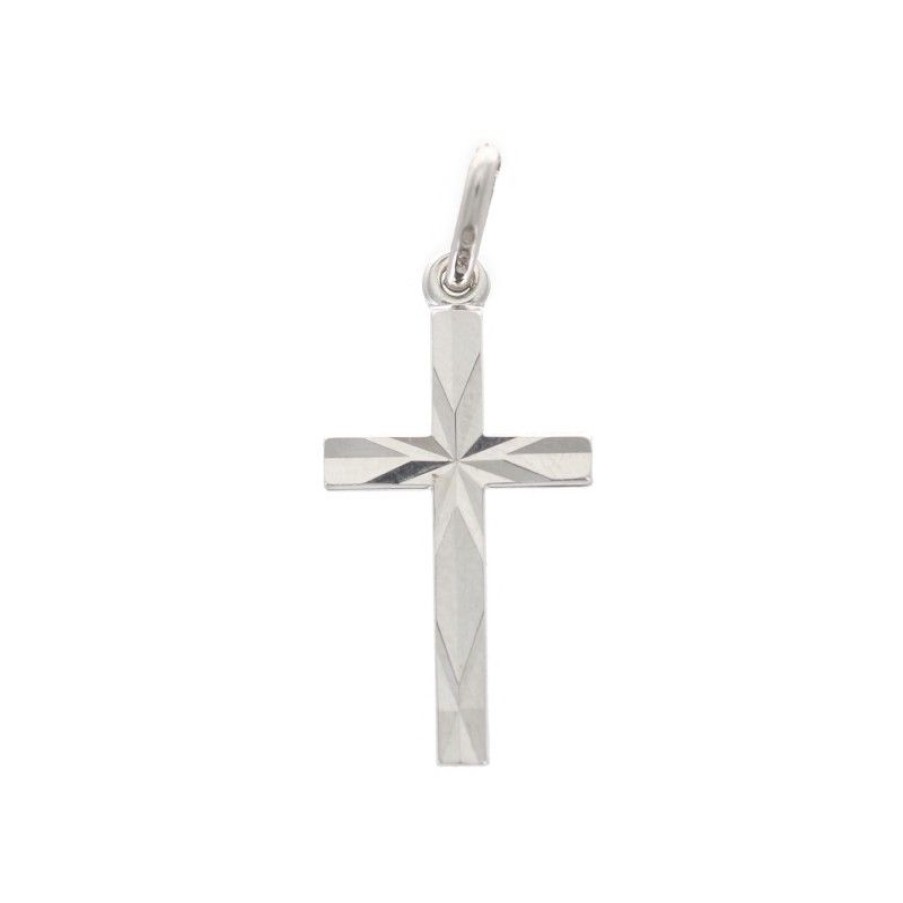Palais du Rosaire Medaille Et Croix Argent | Pendentif Croix Facettee En Argent Rhodie 20 Mm