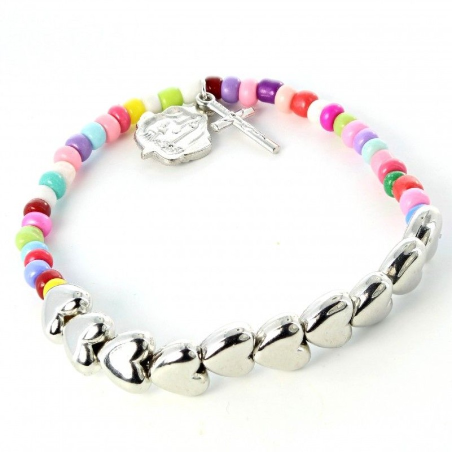 Palais du Rosaire Bracelet Fantaisie | Bracelet Perles Multicolores Et Coeurs