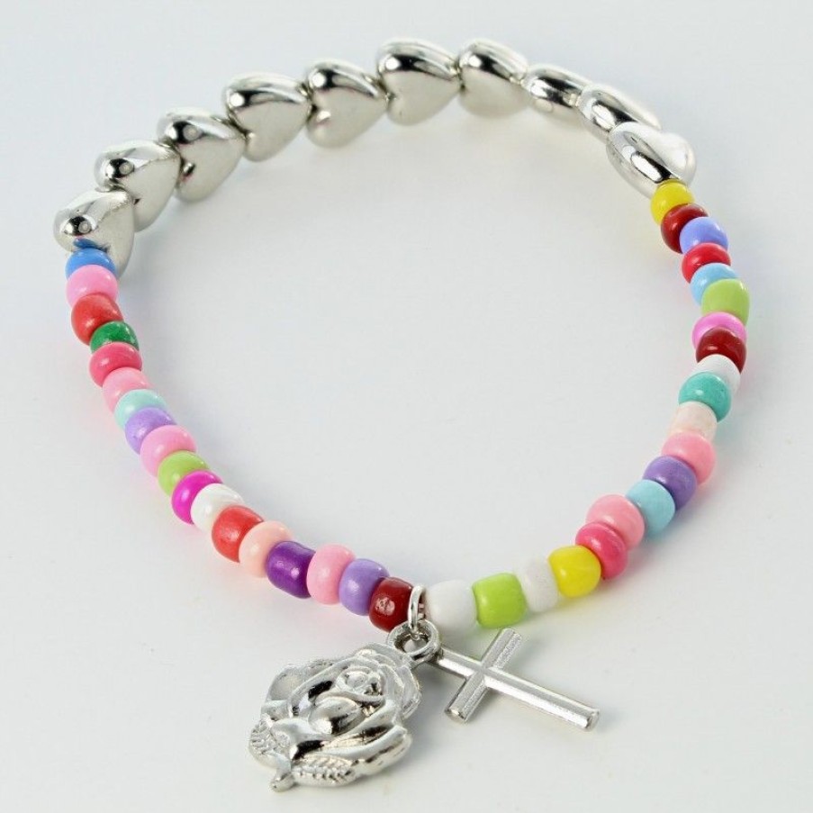 Palais du Rosaire Bracelet Fantaisie | Bracelet Perles Multicolores Et Coeurs
