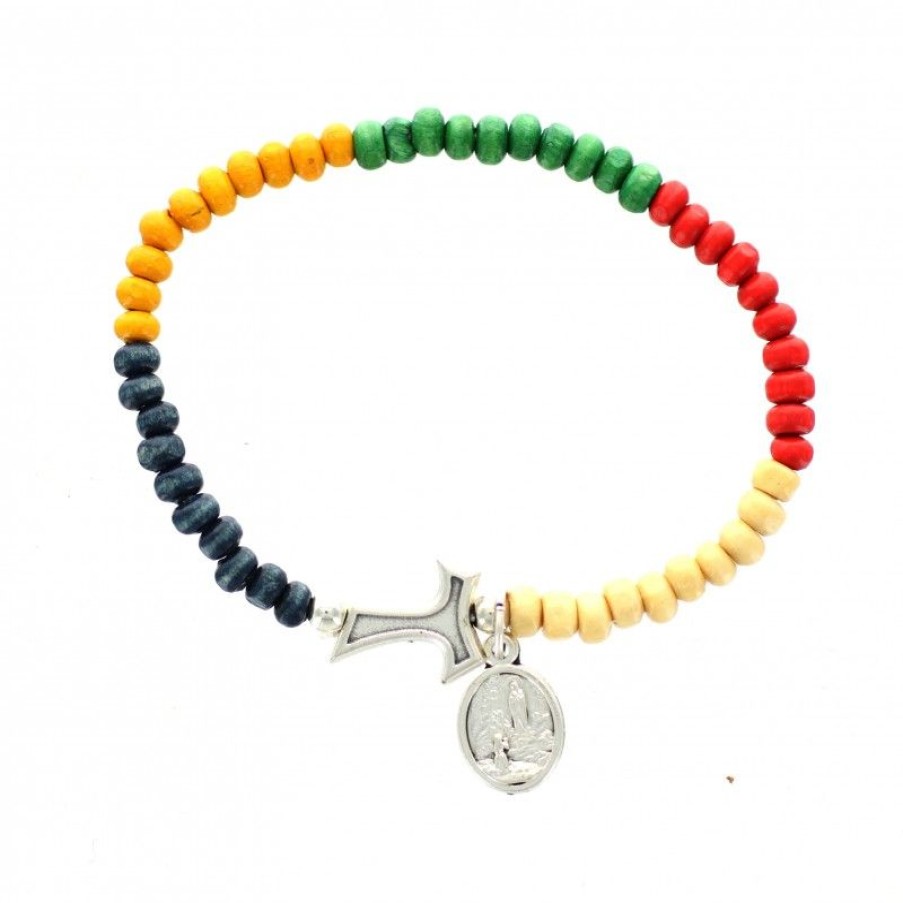 Palais du Rosaire Bracelet Fantaisie | Bracelet Enfant Colore Avec Croix Religieuse