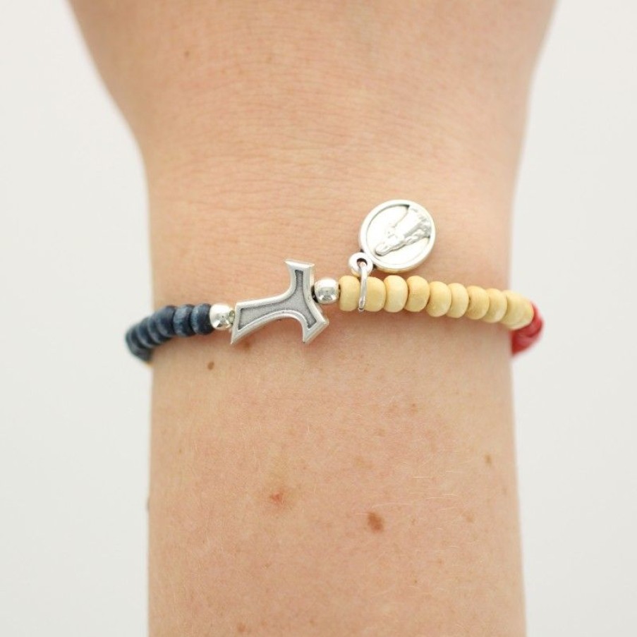 Palais du Rosaire Bracelet Fantaisie | Bracelet Enfant Colore Avec Croix Religieuse