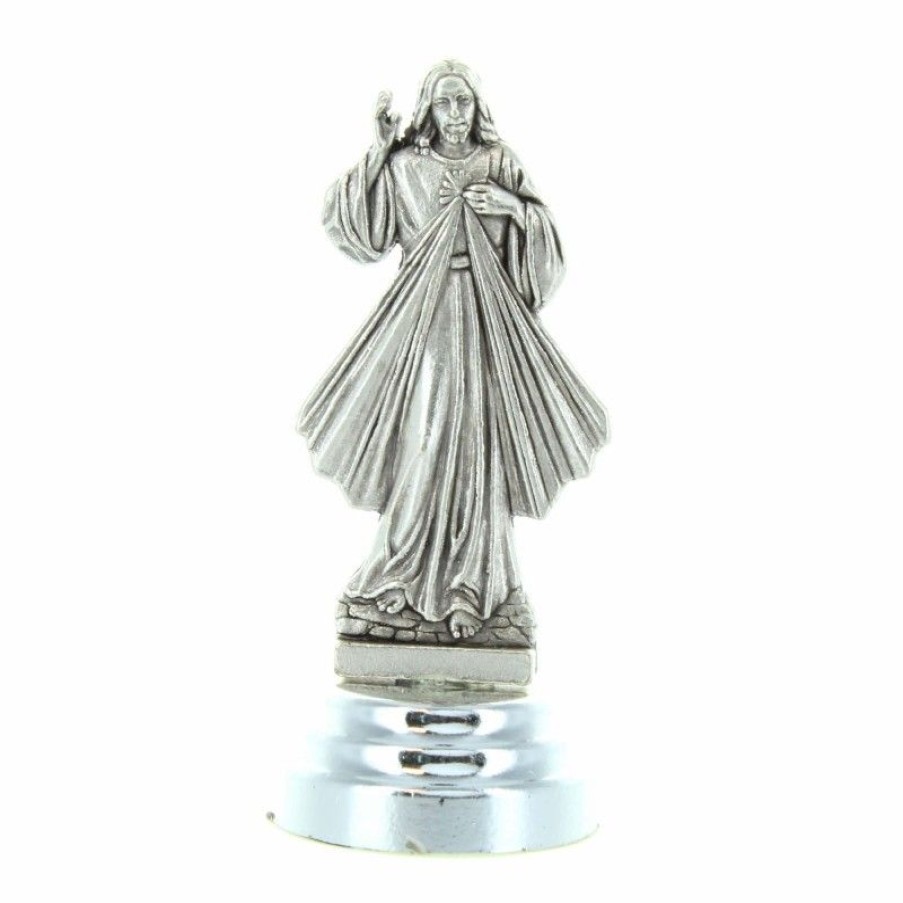 Palais du Rosaire Statue En Bronze Et Metal | Statue Du Christ Misericordieux En Metal Sur Un Socle Aimante 6Cm