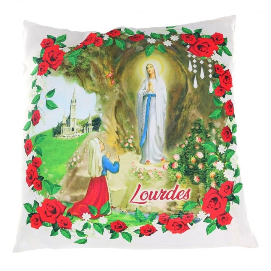 Palais du Rosaire Linge De Maison | Coussin Decore De L'Apparition De Lourdes