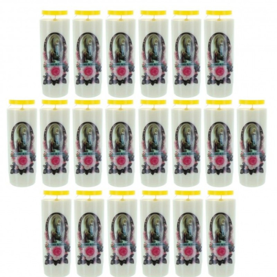 Palais du Rosaire Bougie Neuvaine | Lot De 20 Bougies Neuvaine Apparition De Lourdes 17,5 Cm