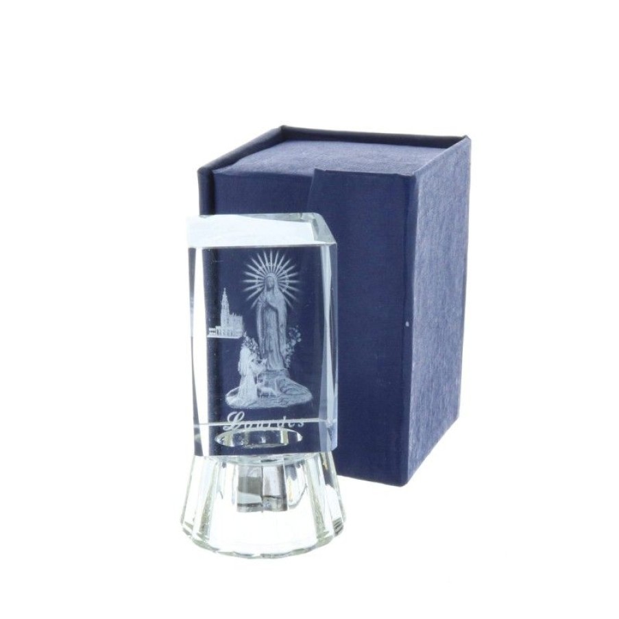 Palais du Rosaire Verre Grave | Verre Grave Laser 3D Apparition De Lourdes 6,5 Cm
