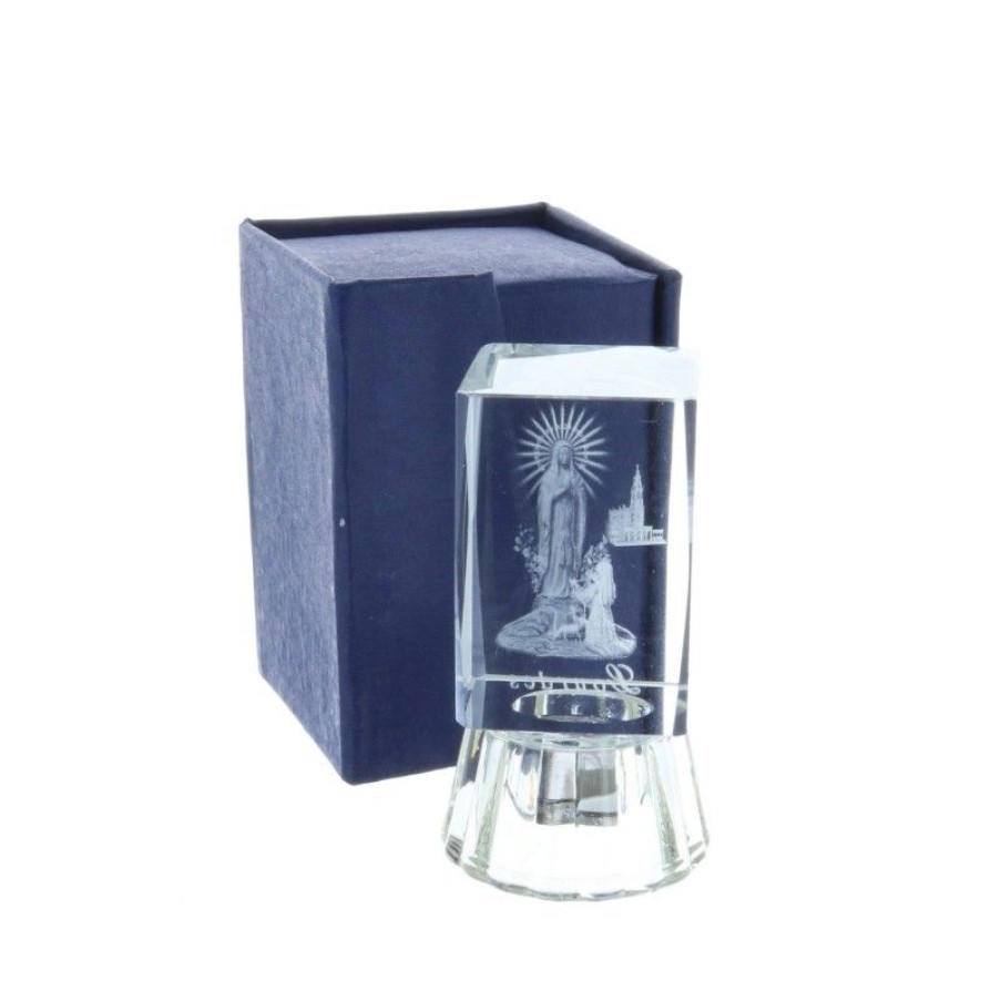 Palais du Rosaire Verre Grave | Verre Grave Laser 3D Apparition De Lourdes 6,5 Cm
