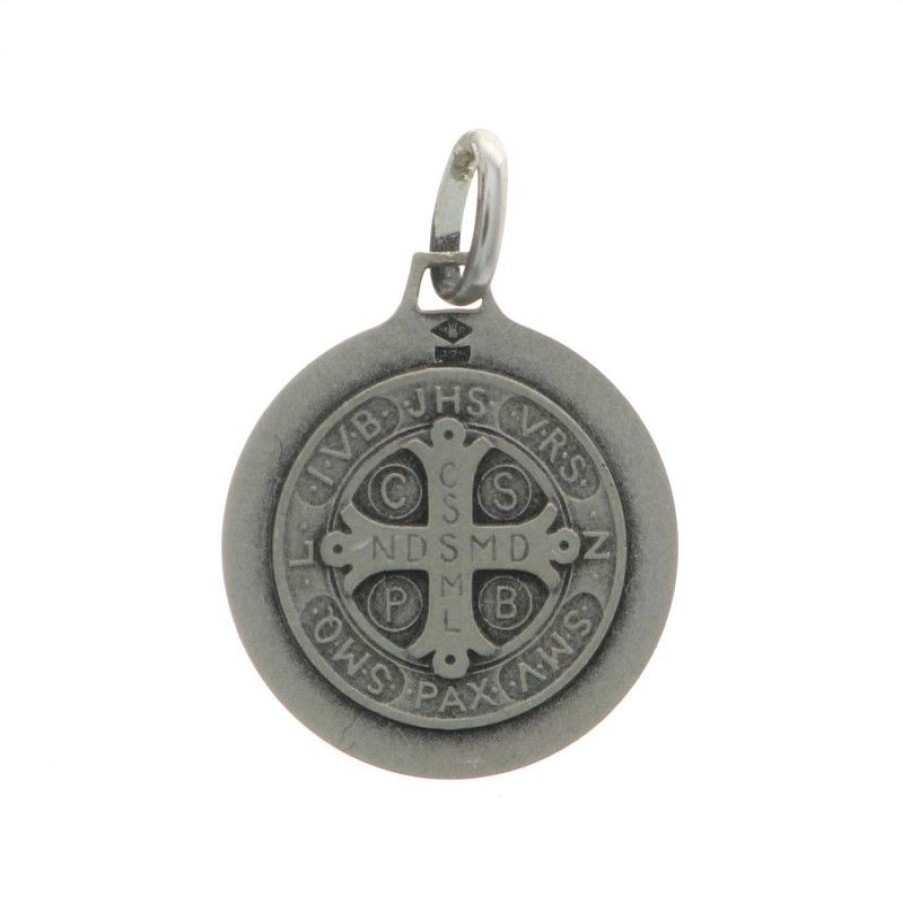 Palais du Rosaire Medaille Et Croix Argent | Medaille De Saint Benoit En Argent 16Mm