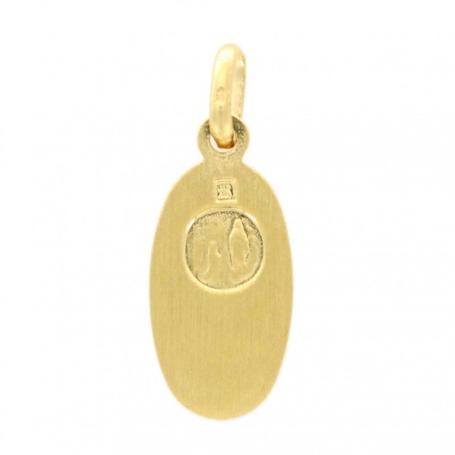 Palais du Rosaire Medaille Et Croix Plaque Or | Medaille Ovale De La Vierge En Plaque Or De 14Mm
