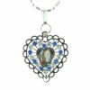 Palais du Rosaire Collier Fantaisie | Collier Argente Avec Un Pendentif En Coeur De L'Apparition De Lourdes