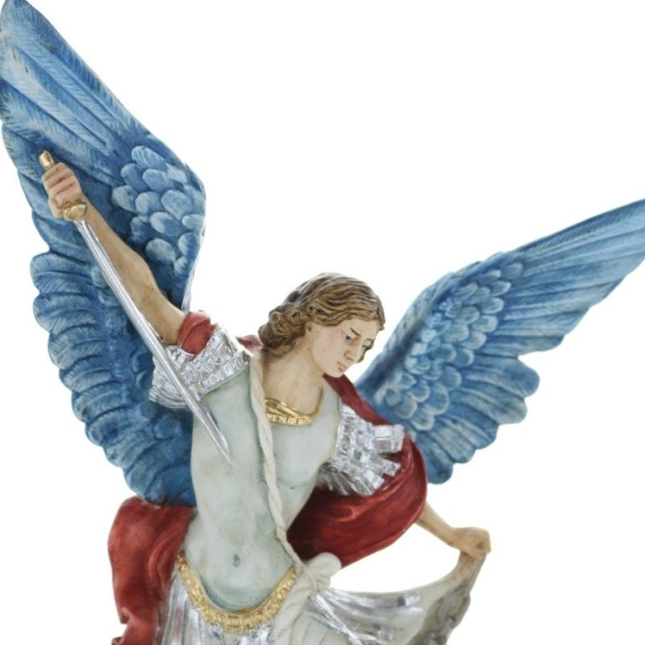 Palais du Rosaire Statue De Saint Michel | Statue De Saint Michel Terrassant Le Demon 20Cm En Resine Coloree