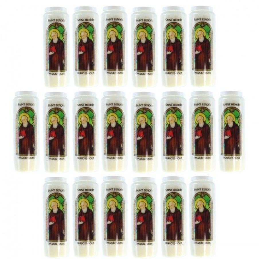 Palais du Rosaire Bougie Neuvaine | Lot De 20 Bougies De Neuvaine De Saint Benoit Avec Prieres