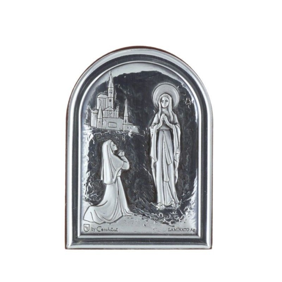 Palais du Rosaire Cadre Religieux | Cadre Religieux En Bois Apparition De Lourdes Et Basilique 4,5 X 6 Cm
