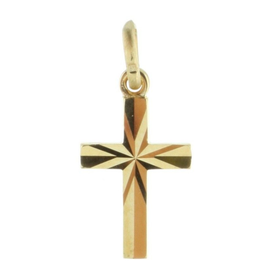 Palais du Rosaire Medaille Et Croix Plaque Or | Pendentif Croix Plaque Or Diamante Et Facete