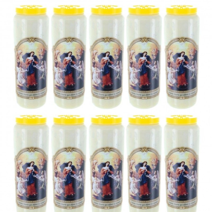 Palais du Rosaire Bougie Neuvaine | Lot De 10 Bougies De Neuvaine De Marie Qui Defait Les Noeuds 17,5 Cm