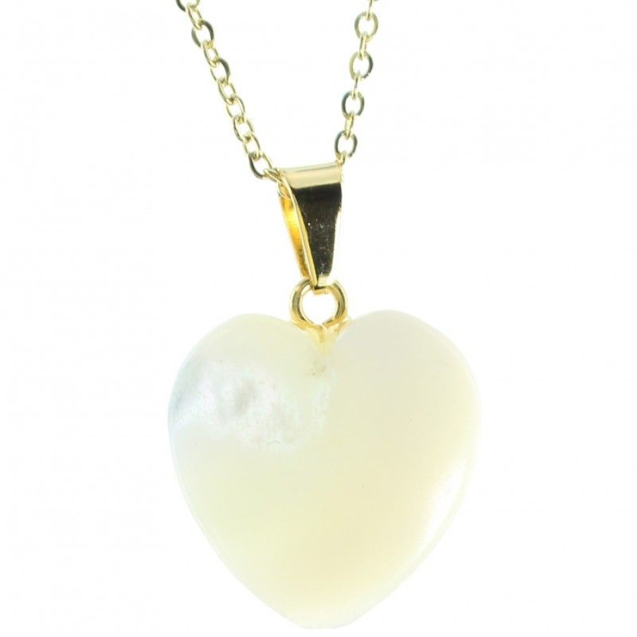 Palais du Rosaire Collier Fantaisie | Parure Avec Pendentif Medaille Miraculeuse Sur Coeur Nacre 20Mm Et Chaine Doree