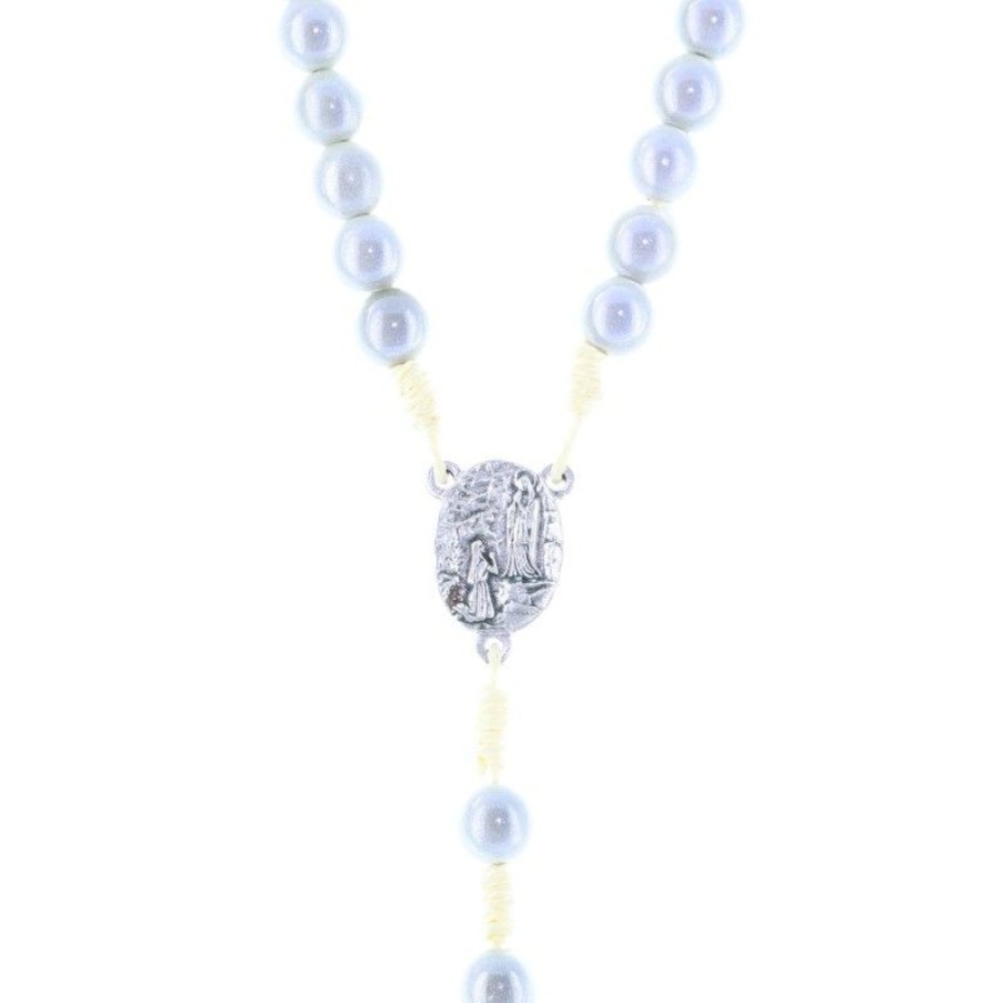 Palais du Rosaire Chapelet Corde | Chapelet De Lourdes En Corde Grains Translucides Et Coeur Apparition De Lourdes