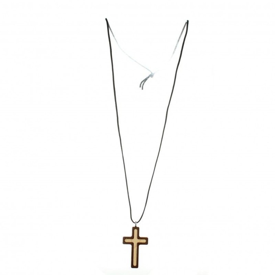 Palais du Rosaire Croix En Pendentif | Croix Ensemble En Bois D'Erable De 4Cm Avec Cordon