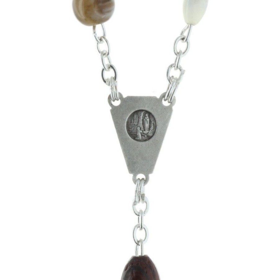 Palais du Rosaire Chapelet Argent | Chapelet De Lourdes En Verre Mineral Avec Chaine En Argent