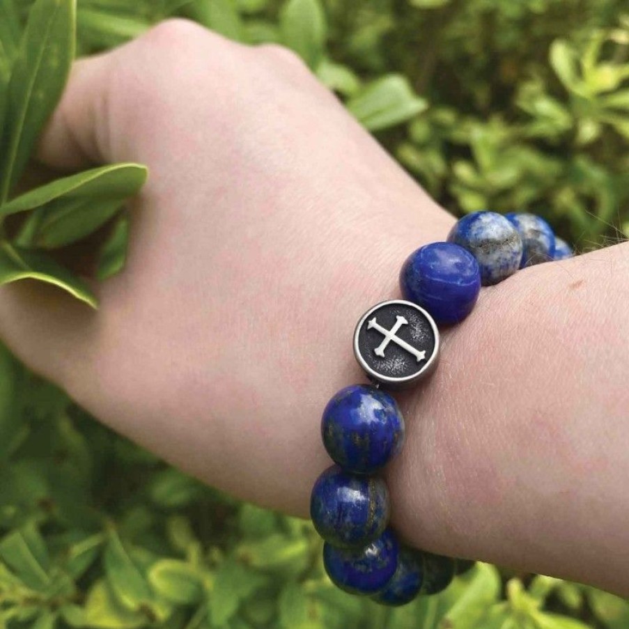 Palais du Rosaire Bracelet Fantaisie | Bracelet Religieux En Pierres De Lapis Lazuli