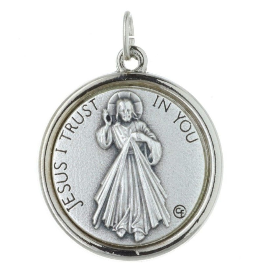 Palais du Rosaire Medaille Et Croix Metal | Medaille Jesus Misericordieux Et Revers Apparition De Lourdes 15Mm