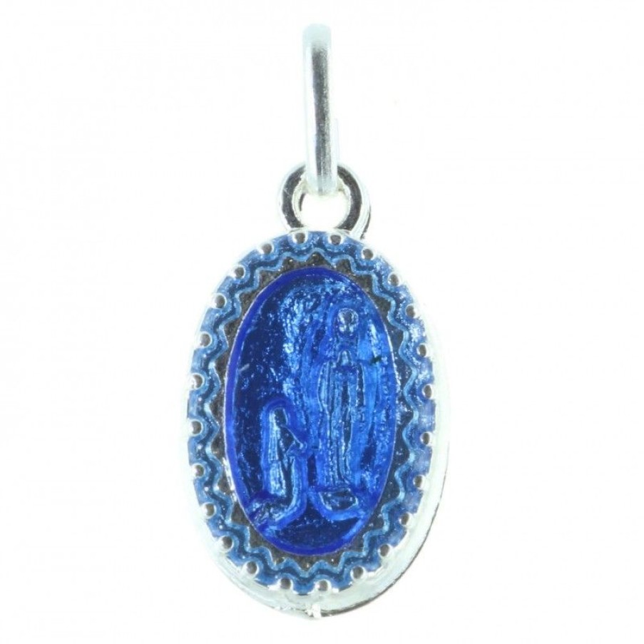 Palais du Rosaire Medaille Et Croix Metal | Medaille Metal Argente Paillete Et Apparition De Lourdes