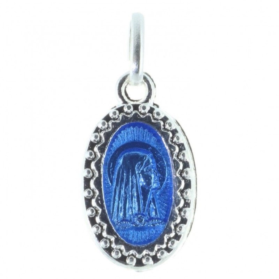 Palais du Rosaire Medaille Et Croix Metal | Medaille Metal Argente Paillete Et Apparition De Lourdes