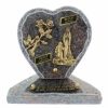 Palais du Rosaire Plaque Funeraire | Plaque Funeraire De Lourdes En Granit En Forme De Coeur Et Sujets Bronze 18X18Cm